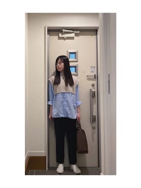 「koe（コエ）のアイテム（ニット/セーター）」を使った、Yum.iさん（レディース・160cm）の秋コーディネート