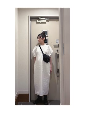「Demi-Luxe BEAMS（デミルクス ビームス）のランタンスリーブ コクーン ワンピース（ワンピース）」を使った、Yum.iさん（レディース・160cm・20代）の夏コーディネート