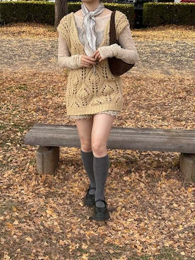 「アイテム（ベスト）」を使った、akariさん（レディース・164cm）の秋コーディネート