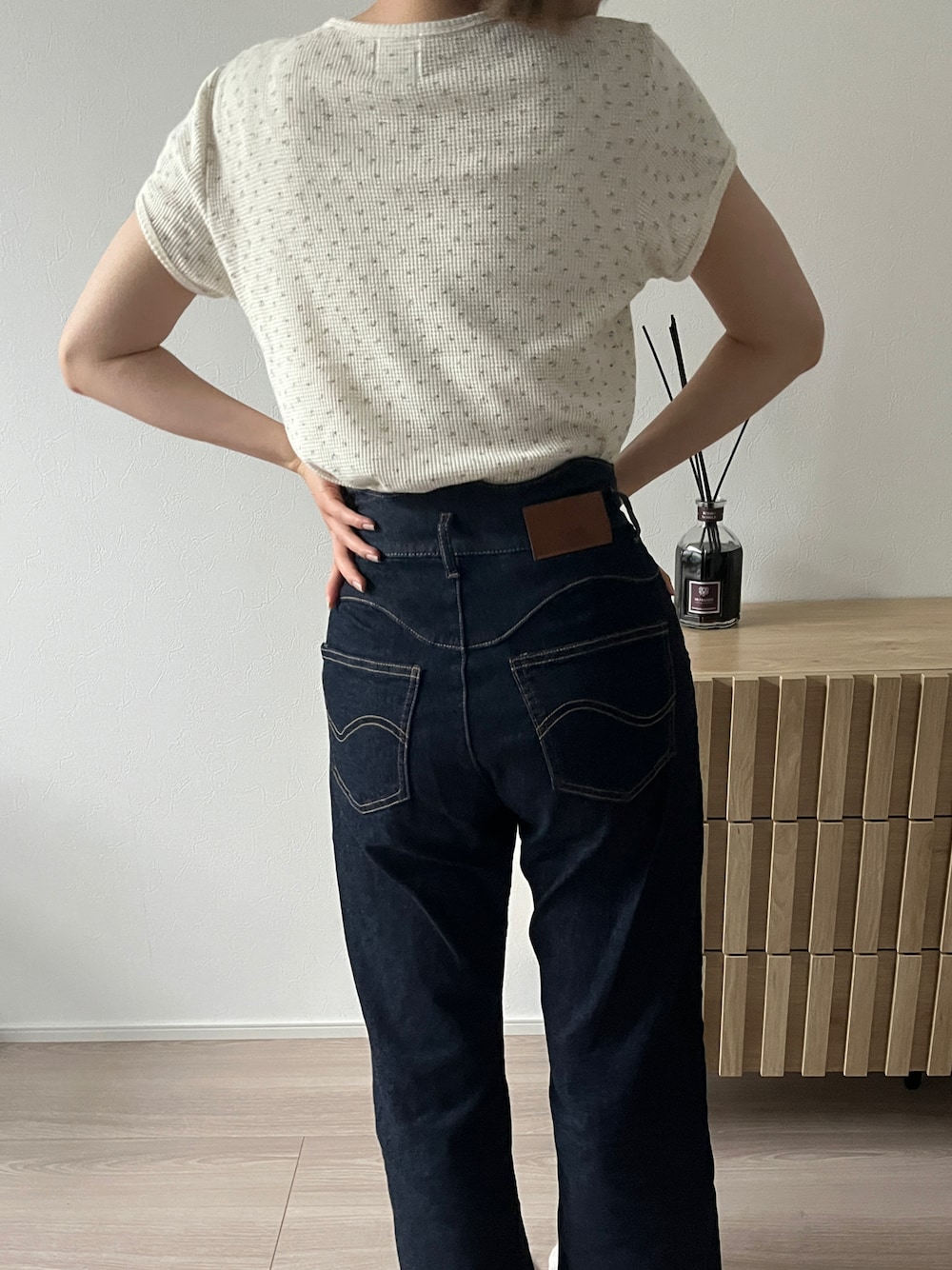Eaphi ハイウエストデニムパンツ WAVE DESIGN HIGH WAIST DENIM