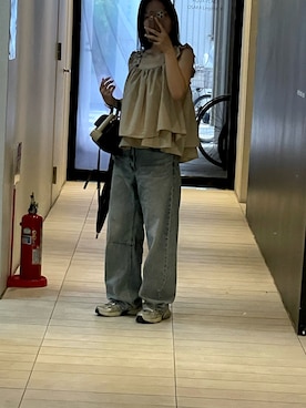 「NIKE（ナイキ）のナイキ V2K ラン ウィメンズシューズ / Nike V2K Run Women's Shoes FD0736-100 Summit White（スニーカー）」を使った、taniさん（レディース・154cm）の夏コーディネート