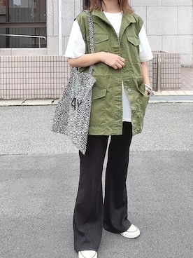 「アイテム（スリッポン、ホワイト系）」を使った、maiさん（レディース・153cm）の夏コーディネート
