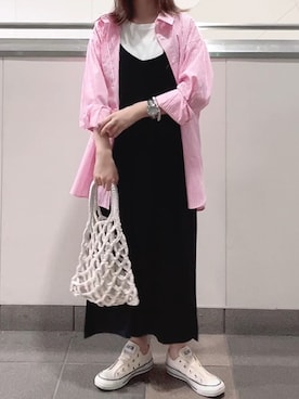 「キャミワンピ」｜「アイテム（スリッポン）」を使った、maiさん（レディース・153cm）の夏コーディネート