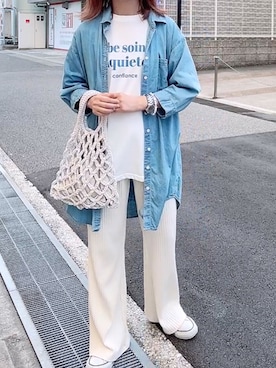「デニムっていいよね」｜「アイテム（スリッポン）」を使った、maiさん（レディース・153cm）の夏コーディネート