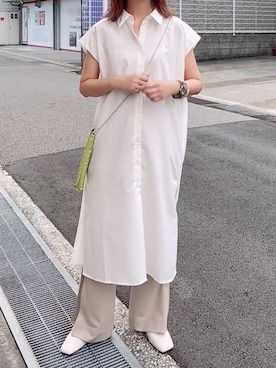 「スクエアトゥ」｜「アイテム（シャツワンピース）」を使った、maiさん（レディース・153cm）の夏コーディネート
