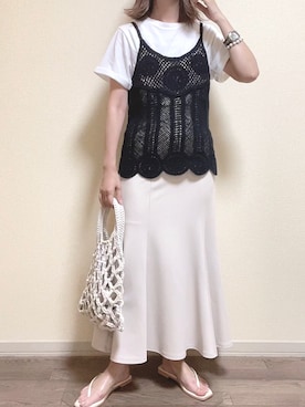 「DRESKIP（ドレスキップ）のアイテム（トップス）」を使った、maiさん（レディース・153cm）の夏コーディネート