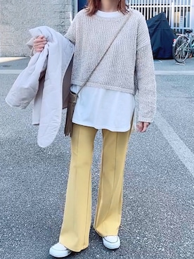 「andme（アンドミー）のアイテム（ノーカラージャケット）」を使った、maiさん（レディース・153cm）の春コーディネート