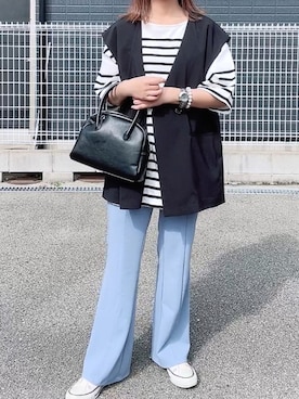 「ジレ」｜「アイテム（スリッポン）」を使った、maiさん（レディース・153cm）の春コーディネート