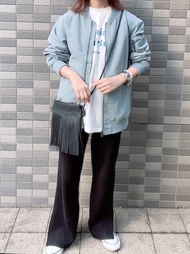 「ごきげんウィーク」｜「アイテム（MA-1）」を使った、maiさん（レディース・153cm）の春コーディネート