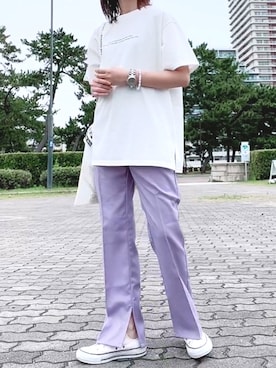 「ラベンダー」｜「アイテム（スリッポン）」を使った、maiさん（レディース・153cm）の夏コーディネート