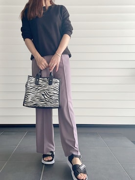 「スポサン」｜「アイテム（スラックス）」を使った、じるぴさん（レディース・159cm）の夏コーディネート