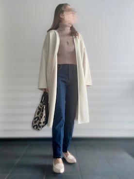 「GRL」｜「アイテム（ノーカラーコート）」を使った、じるぴさん（レディース・159cm）の冬コーディネート