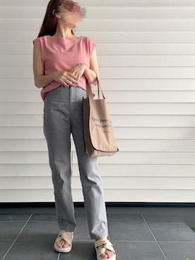 「ハイウエストストレートジーンズ」｜じるぴさん（レディース・159cm）の夏コーディネート