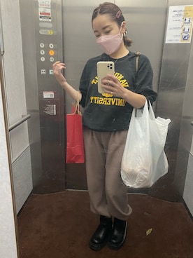 「DHOLIC（ディーホリック）のアイテム（スウェットパンツ）」を使った、me＊さん（レディース・152cm）の秋コーディネート