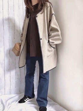 「tiptop（ティップトップ）のアイテム（その他アウター）」を使った、めるもさん（レディース・158cm）の秋コーディネート