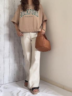 「フレアデニム」｜めるもさん（レディース・158cm）の夏コーディネート