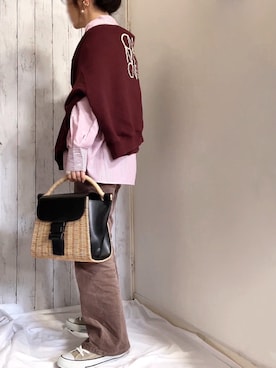 「アイテム（イヤーカフ、イエロー系）」を使った、めるもさん（レディース・158cm）の春コーディネート