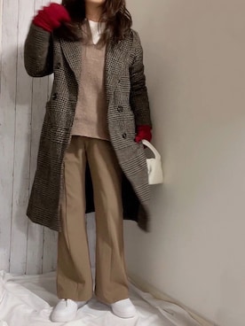 「アイテム（その他アウター、ブラウン系）」を使った、めるもさん（レディース・158cm）の冬コーディネート