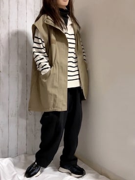 「スウェットギャザーパンツ」｜「アイテム（ジャケット/アウター）」を使った、めるもさん（レディース・158cm）の春コーディネート