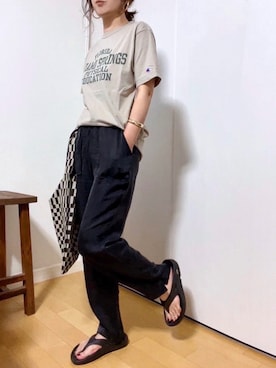 「キュプラ」｜「アイテム（アクセサリー）」を使った、めるもさん（レディース・158cm）の夏コーディネート