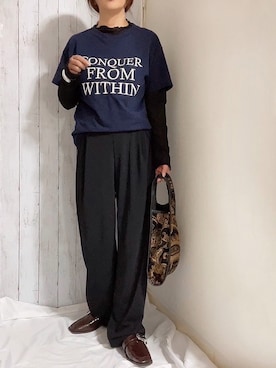 「petitcro（プティクロ）のpetitcro  ワイドバングル PCKB1901001（バングル/リストバンド）」を使った、めるもさん（レディース・158cm）の秋コーディネート