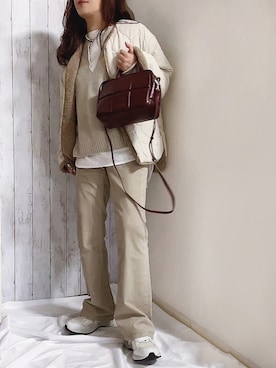 「New Balance」｜「アイテム（ノーカラーコート）」を使った、めるもさん（レディース・158cm）の秋コーディネート