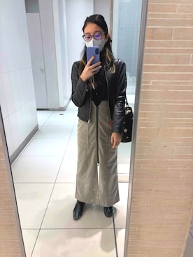 「STUDIOUS(ステュディオス)のアイテム(ノーカラージャケット)」を使った、marumarusankaku47さん(レディース・155cm)の冬コーディネート