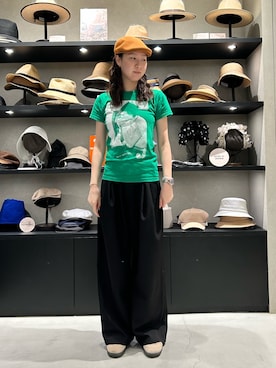 「アイテム（ハンチング/ベレー帽）」を使った、maoさん（レディース・168cm）の夏コーディネート