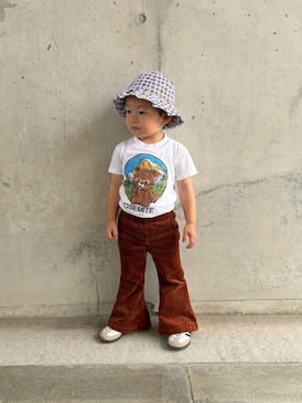 「VINTAGE（ヴィンテージ）のアイテム（帽子、その他）」を使った、zeeeeenさん（キッズ・100cm）の春コーディネート