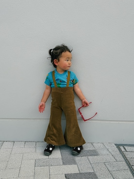 「the campamento（ザカンパメント）のアイテム（Tシャツ/カットソー、ブルー系）」を使った、zeeeeenさん（キッズ・100cm）の春コーディネート