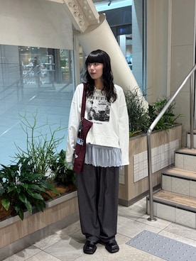 「CIAOPANIC TYPY（チャオパニックティピー）のアイテム（パンツ）」を使った、コウメさん（レディース・155cm）の冬コーディネート