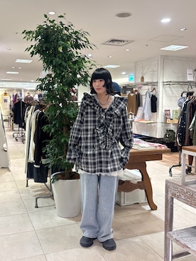 「アイテム（チュニック、ホワイト系）」を使った、コウメさん（レディース・155cm）の秋コーディネート