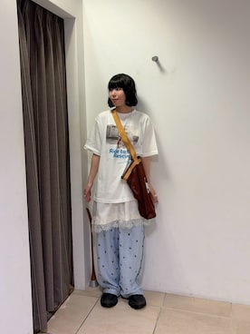 「サックスブルー」｜コウメさん（レディース・155cm）の夏コーディネート