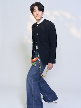 「アイテム（スーツジャケット）」を使った、Sasha  さん（メンズ・177cm）の冬コーディネート