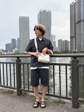 「LACOSTE（ラコステ）のアイテム（バッグ）」を使った、福田圭佑さん（メンズ・176cm）の春コーディネート