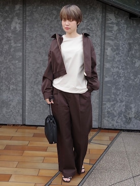 「Dickies（ディッキーズ）の【Dickies(R)×OPAQUE.CLIP】ステンカラーブルゾン（ブルゾン、ブラウン系）」を使った、マリコさんの夏コーディネート