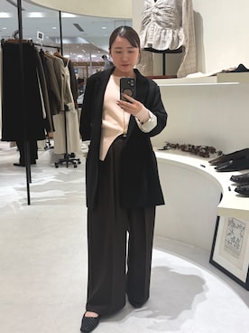 「CAPRICIEUX LE'MAGE（カプリシューレマージュ）の【Nanamiコラボ】ウエストマークZIPカーディガン（カーディガン/ボレロ、ピンク系）」を使った、ari___yamamotoさん（レディース・150cm）の秋コーディネート