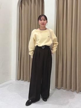 「CAPRICIEUX LE'MAGE（カプリシューレマージュ）のホルターニットキャミ（ニット/セーター、ベージュ系）」を使った、ari___yamamotoさん（レディース・150cm）の秋コーディネート