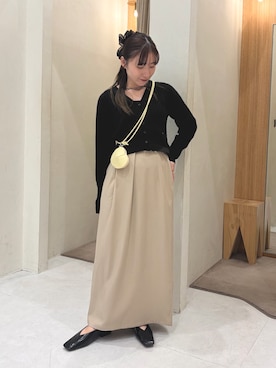 「CAPRICIEUX LE'MAGE（カプリシューレマージュ）のトゥステッチフラットシューズ（パンプス、ブラック系）」を使った、ari___yamamotoさん（レディース・150cm）の秋コーディネート