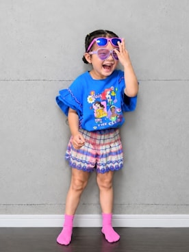 「MARKEY'S（マーキーズ）のアイテム（パンツ、ブルー系）」を使った、colorfuldays428さん（キッズ・100cm）の夏コーディネート