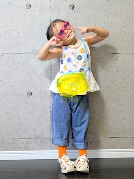 「devirock（デビロック）のアイテム」を使った、YOTSUBA🍀さん（キッズ・100cm）の夏コーディネート