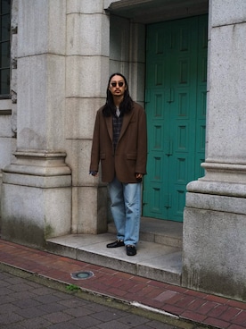 「アイテム（パンツ）」を使った、YOさん（メンズ・177cm）の冬コーディネート