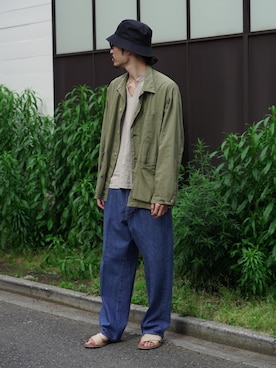 「HERILL（ヘリル）のアイテム（ジャケット/アウター）」を使った、YOさん（メンズ・177cm）の夏コーディネート