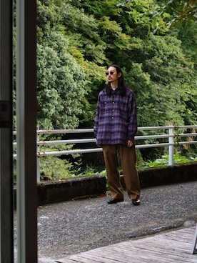 「アイテム（スラックス）」を使った、YOさん（メンズ・177cm）の秋コーディネート