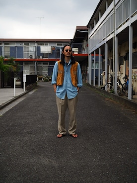 「アイテム（ベスト）」を使った、YOさん（メンズ・177cm）の秋コーディネート