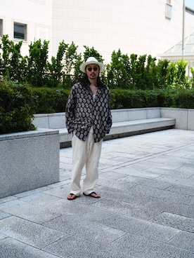 「アイテム（サンダル）」を使った、YOさん（メンズ・177cm）の夏コーディネート