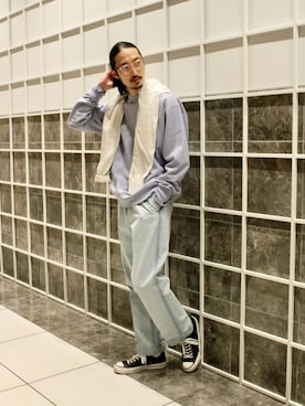 「YLEVE（イレーヴ）のアイテム（パンツ）」を使った、YOさん（メンズ・177cm）の春コーディネート