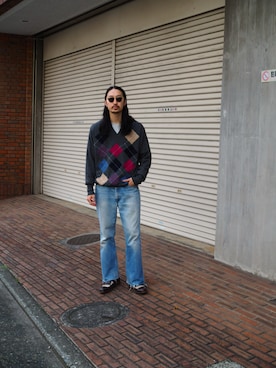 「カシミヤ」｜「アイテム（その他シューズ）」を使った、YOさん（メンズ・177cm）の冬コーディネート