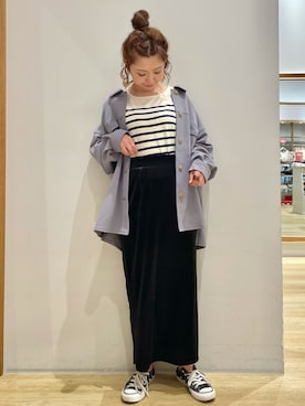 「ベロアスカート」｜「アイテム（ブルゾン）」を使った、tomopuuさん（レディース・152cm）の秋コーディネート