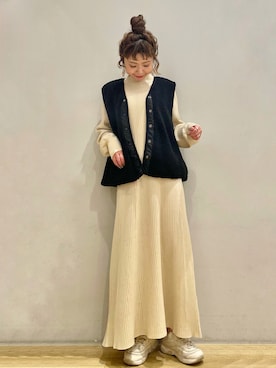 「earth music&ecology（アースミュージックアンドエコロジー）のアイテム（その他アウター）」を使った、tomopuuさん（レディース・152cm）の冬コーディネート